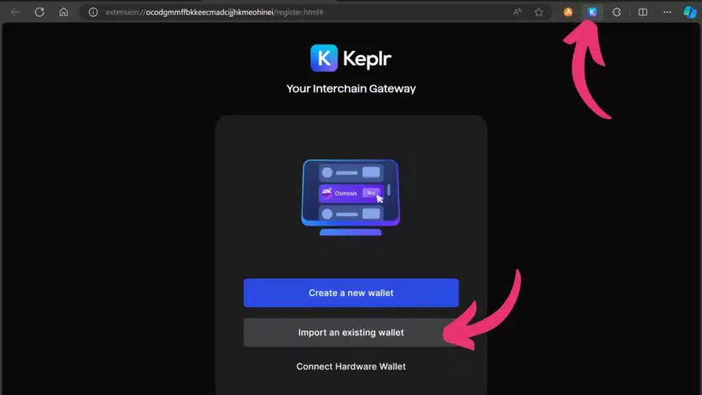 import existing wallet into keplr, where to enter seed phrase in keplr, where to enter private key in keplr, how do I import a wallet in keplr, how to import private key in keplr, import an existing account with keplr, Import an Existing Account via Mnemonic Phrase into keplr, import 12-word phrase into keplr, import recovery phrase into keplr, import a seed phrase into keplr, how to get seed phrase keplr, how to import a wallet using a private key into keplr, how to recover an existing wallet, import your wallet using secret seed phrase keplr, 12-word seed phrase keplr, crypto wallet private key,