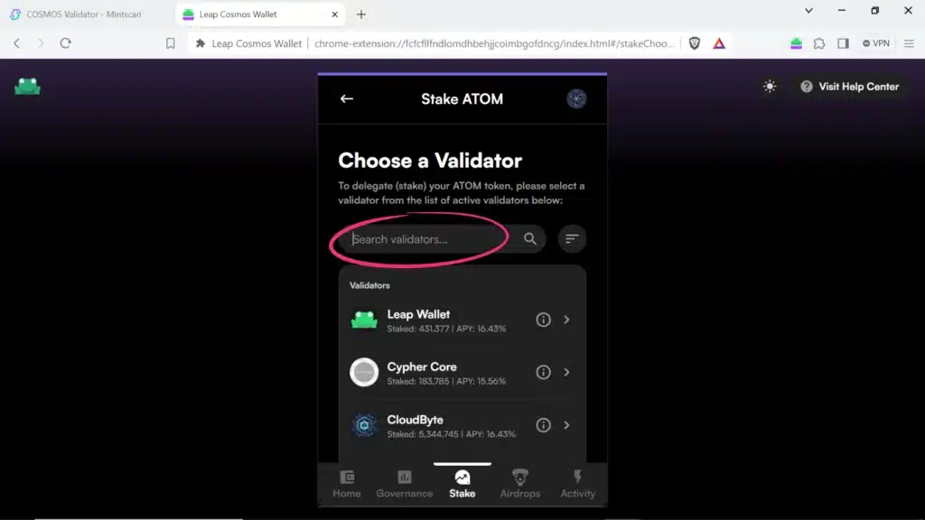 ATOM validator, where to stake ATOM, how to stake Cosmos ATOM with Leap wallet, Leap extension wallet, the best place to stake ATOM, the best ATOM validator, which ATOM validator do I choose