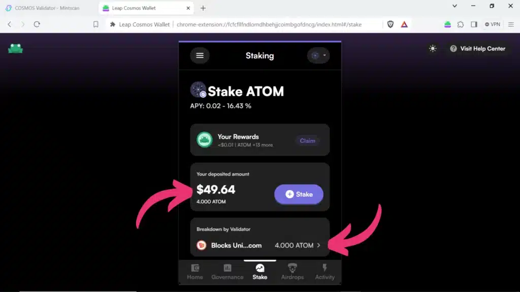ATOM validator, where to stake ATOM, how to stake Cosmos ATOM with Leap wallet, Leap extension wallet, the best place to stake ATOM, the best ATOM validator, which ATOM validator do I choose