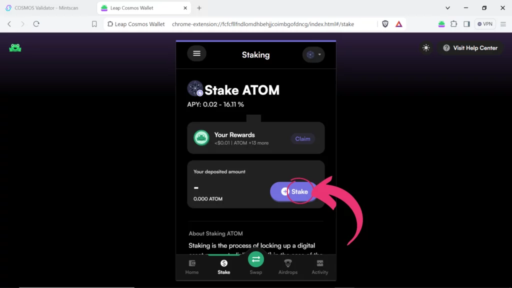 ATOM validator, where to stake ATOM, how to stake Cosmos ATOM with Leap wallet, Leap mobile app, the best place to stake ATOM, the best ATOM validator, which ATOM validator do I choose